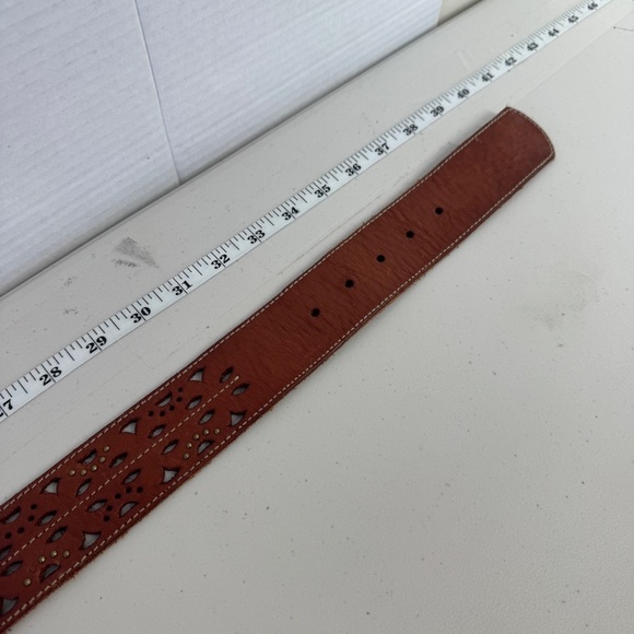 Eddie Bauer Women's Boho Western Brown Tan Genuine Leather Belt Size Medium - Picture 6 of 13